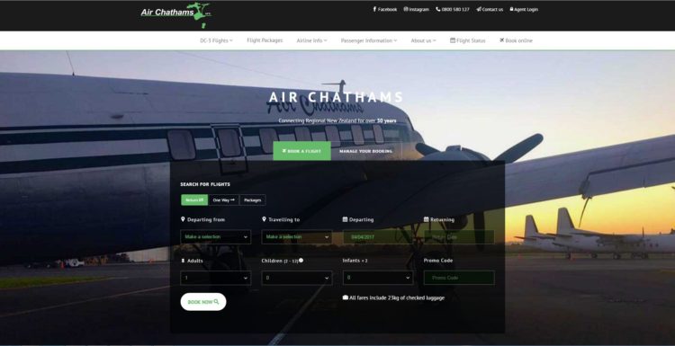 Airchathams Website in ASP .NET
